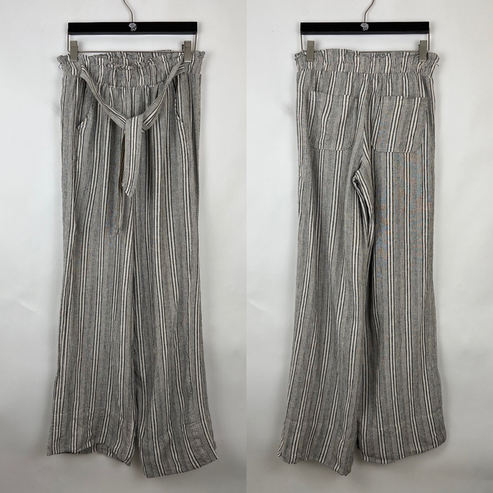 SO Goods For Life high rise wide leg pants stripes gray & ivory S
